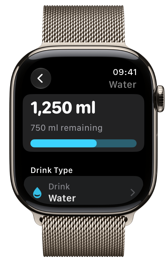 Water tracking on Apple Watch