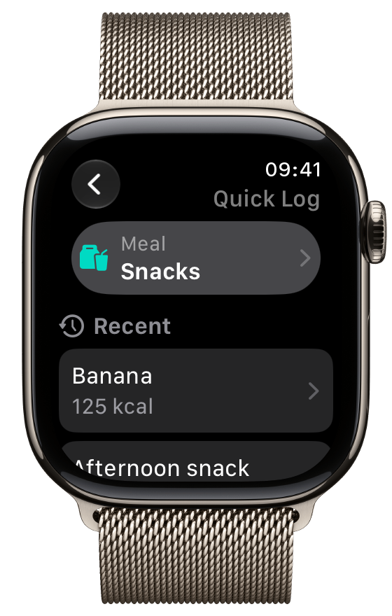 Quick Log on Apple Watch